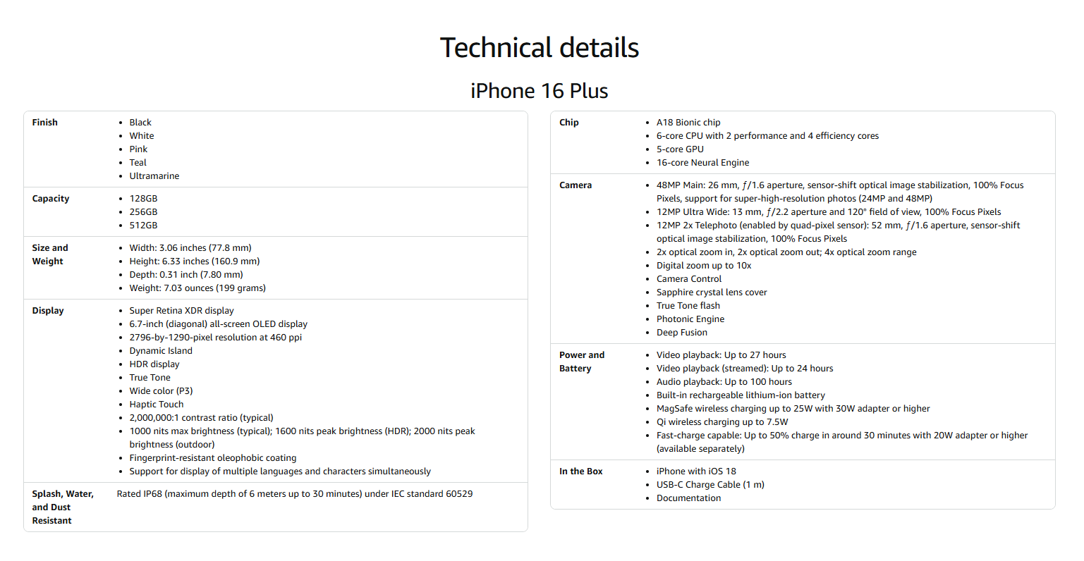 Apple iPhone 16 Plus (128 GB)