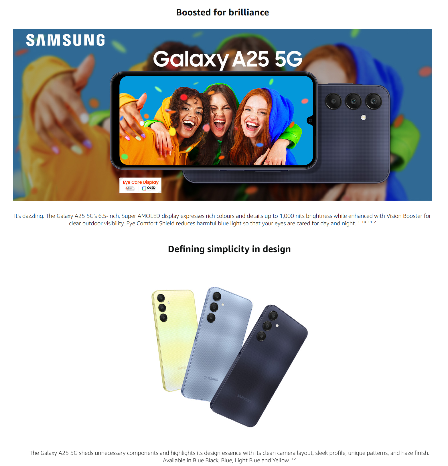 Samsung Galaxy A25 5G, Android Smartphone, Dual SIM Mobile Phone, 8GB RAM, 256GB Storage, Blue Black