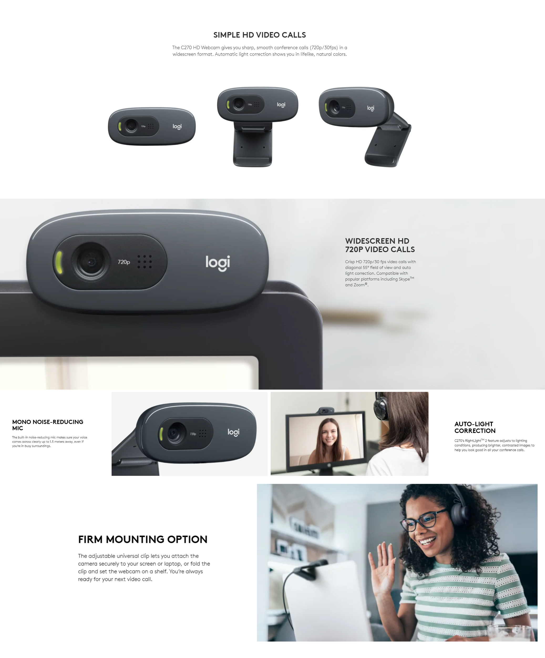 Logitech - C270 HD Webcam - Desc