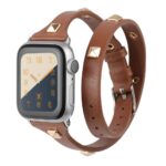 By Tech-Tok Genuine Double Loop Leather Band for Apple Watch 41MM- Brown