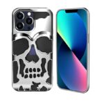 By Tech-Tok Skull Hollow Design Protective Case for iPhone 14 Pro- Silver