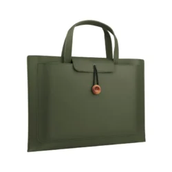 PU Leather Laptop Bag Notebook Case Carrying Briefcase for Macbook Air 13.3 14 15.6 - Dark Green