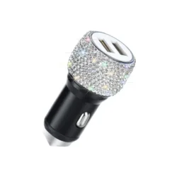 USB Charging Car Adapter, USB Adapter Car Decoration Car Interior Accessory Sparkling Stylish - White Charger