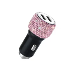 USB Charging Car Adapter, USB Adapter Car Decoration Car Interior Accessory Sparkling Stylish - Pink Charger