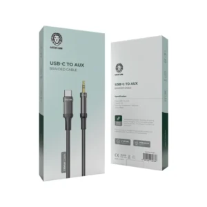 Green Lion USB-C to AUX Braided Cable 1M - Black