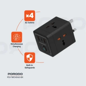 Porodo 4 AC Universal Power Block - Black