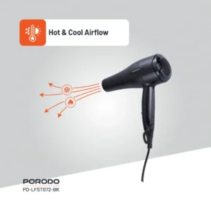 Porodo Lifestyle 1200W Hair Dryer 1.8M Cable - Black